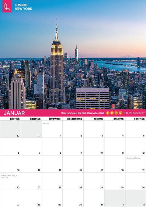 New York-Wandkalender 2025