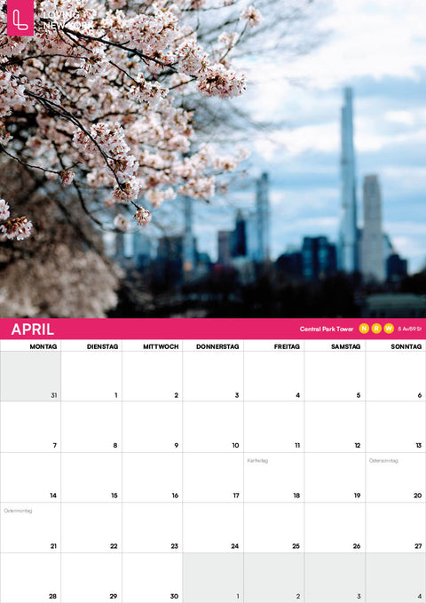New York-Wandkalender 2025